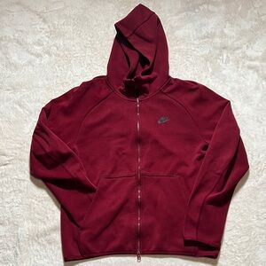 Nike Men’s Sportswear Tech Fleece Red Full Zip Up Jacket Streetwear Hoodie SZ L